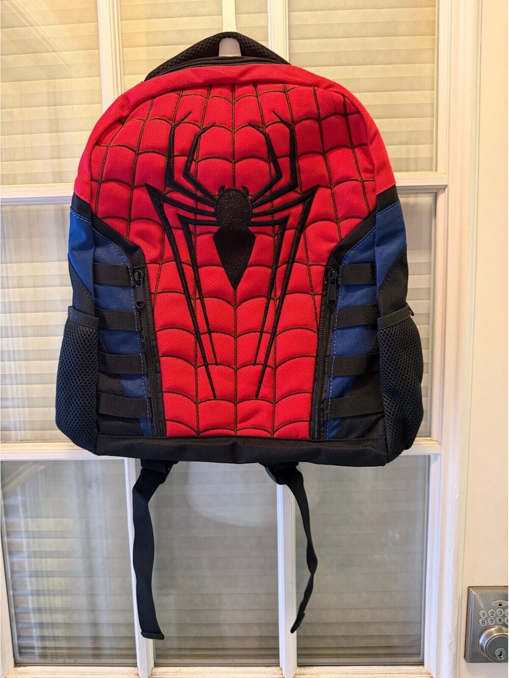 Spider-Man Themed Kids Backpack with Mesh Side Pockets and Padded Straps
